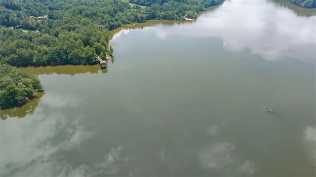a view of a lake from a yard