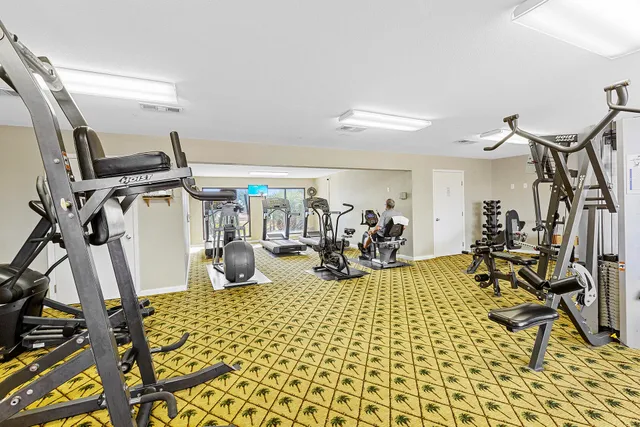 a view of a room with gym equipment