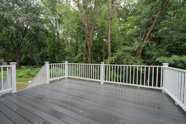 a view of a wooden deck