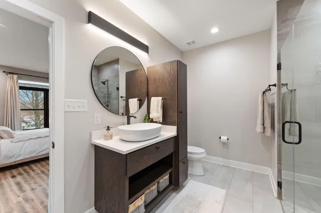 a bathroom with a shower