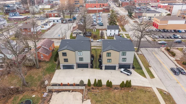 an aerial view of multiple house