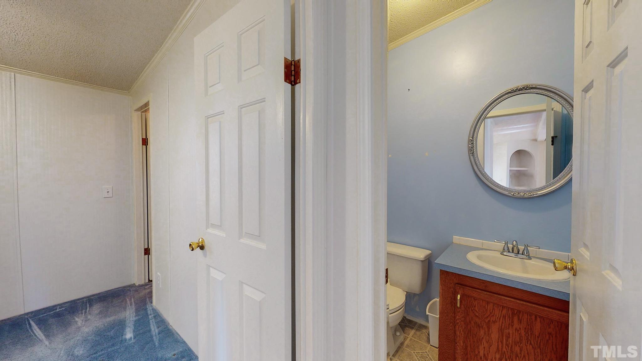 214 Hassel Clayton Road Roxboro, NC 27574 - Photo 32 of 38 a bathroom with a sink a mirror and a toilet