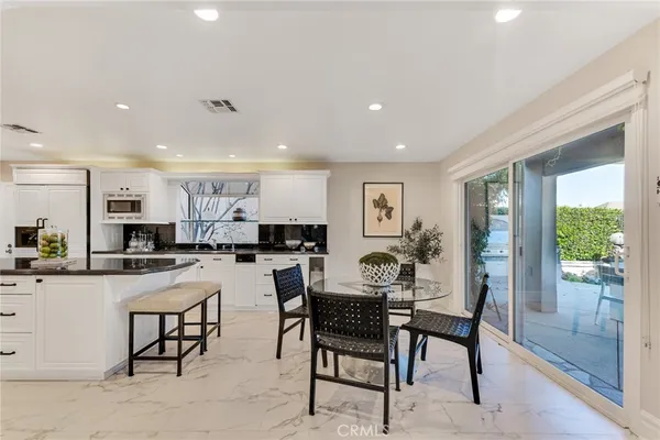 a view of a dining area with furniture