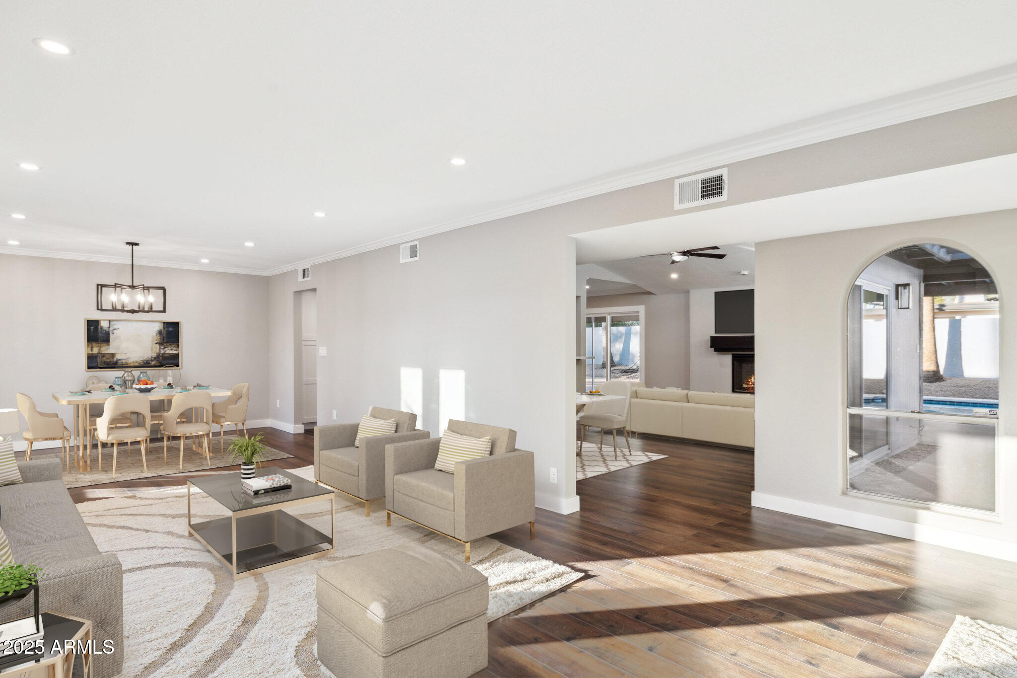 a living room with furniture