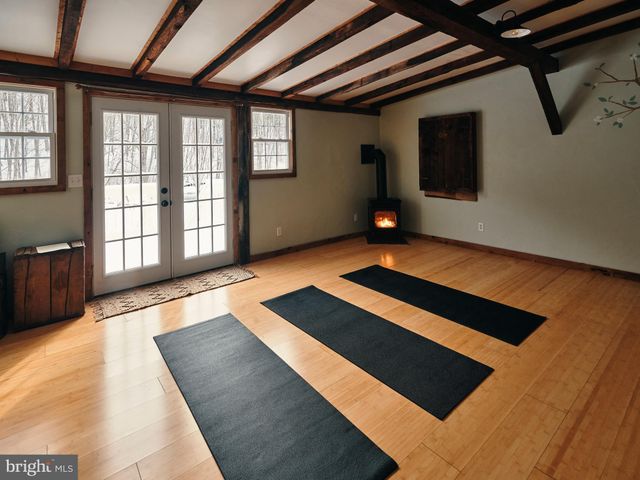 a view of room with racks