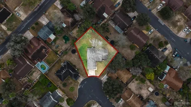 an aerial view of a house