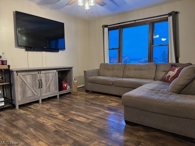 8274 Ruff Road West Salem, OH 44287 - Photo 10 of 30 Living room featuring dark wood-type flooring and ceiling fan