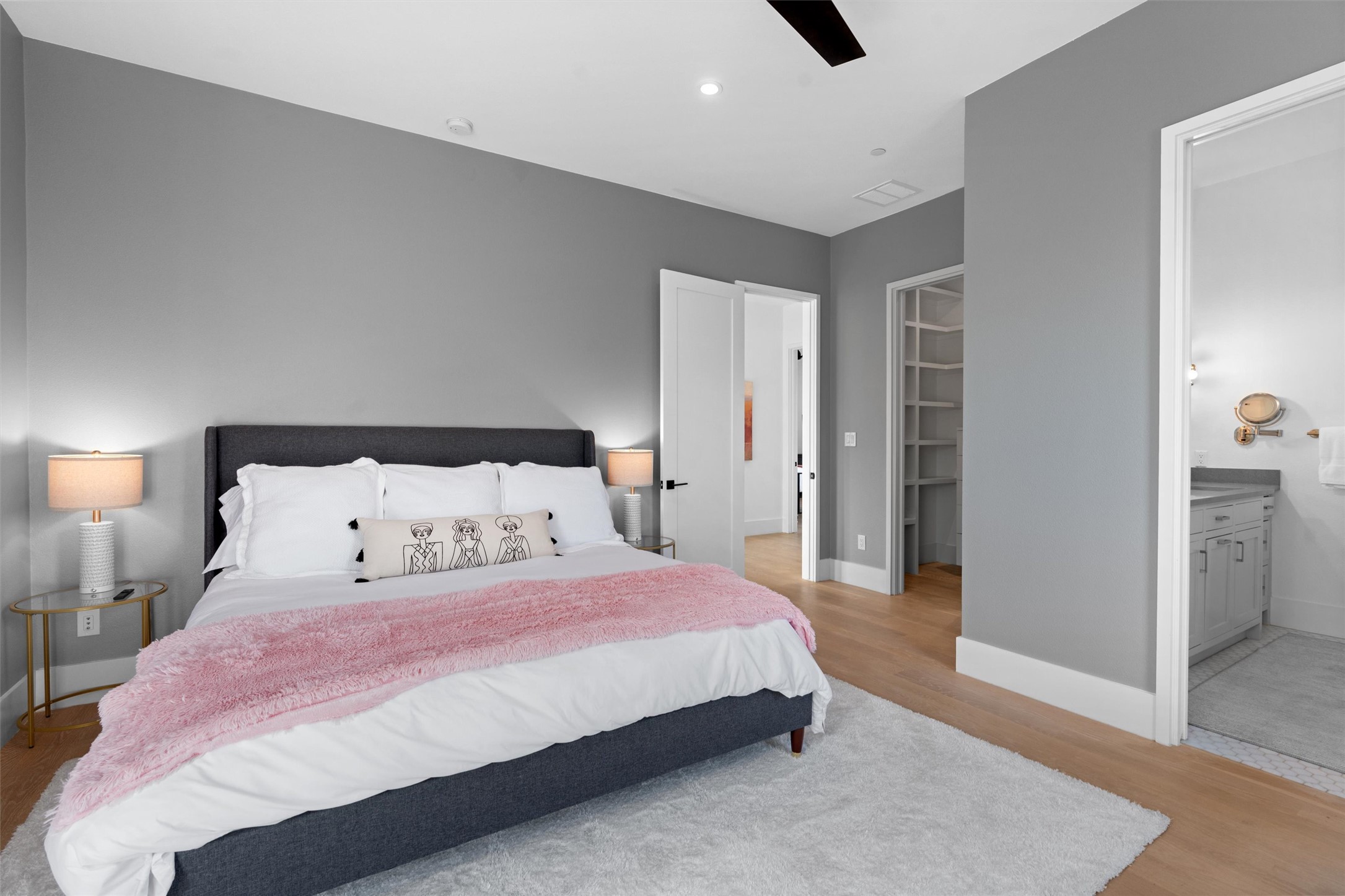 1500 The High Road Austin, TX 78746 - Photo 29 of 40 Spacious room featuring light wood-finish flooring, recessed lighting, and a modern ceiling fan