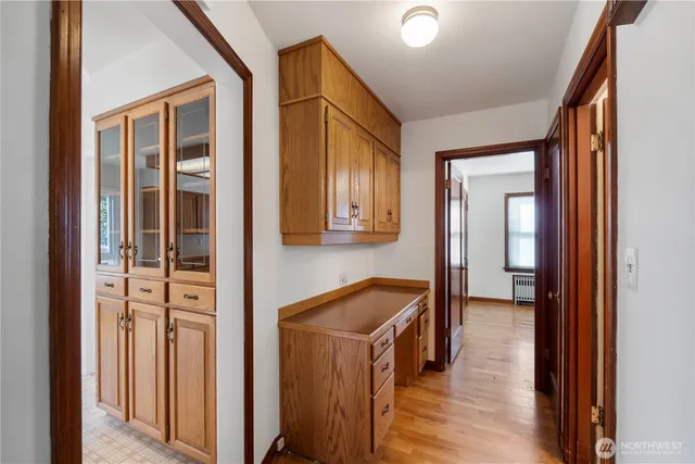 a view of hallway with washer and dryer