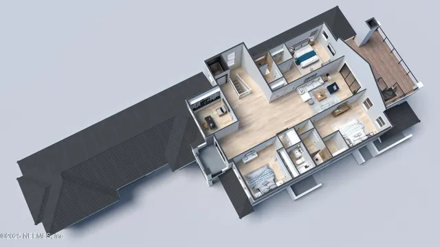 an aerial view of a fireplace