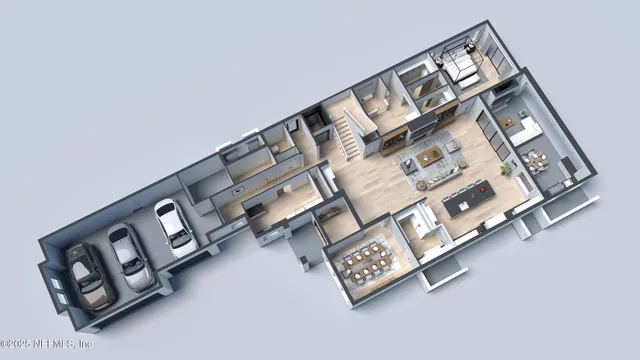 a living room with furniture