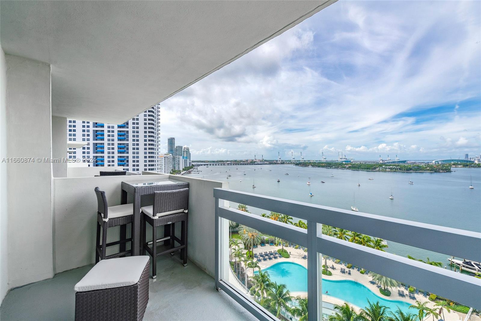 1500 Bay Road, Unit 1524S Miami Beach, FL 33139 - Photo 23 of 40 a view of a chairs and table in the balcony