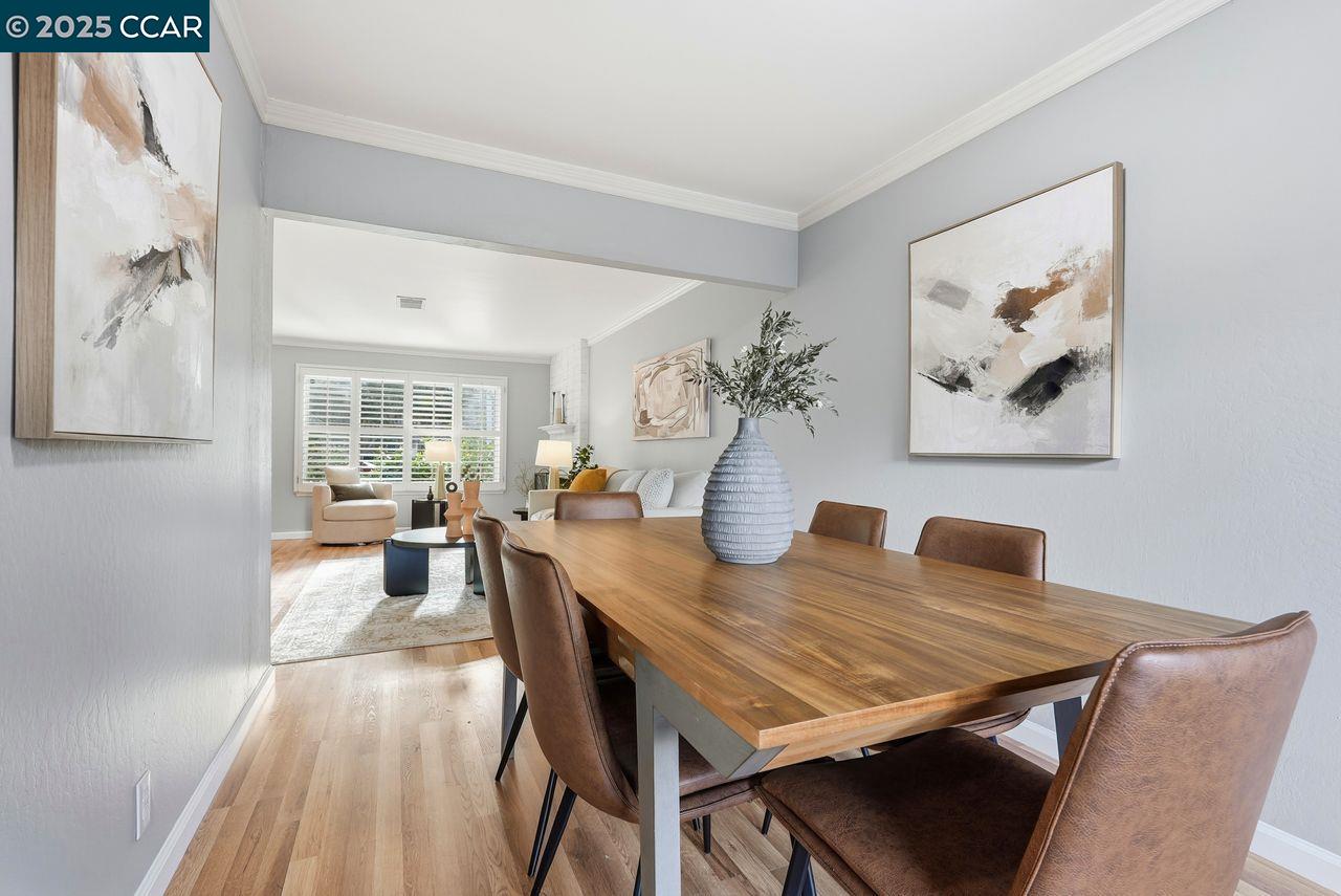 37 Miramonte Drive Moraga, CA 94556 - Photo 12 of 42 a view of a dining room with furniture and wooden floor