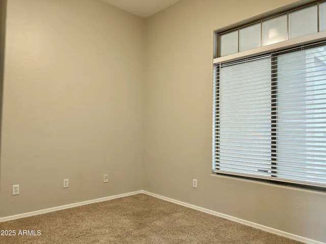 a view of a small space with a window