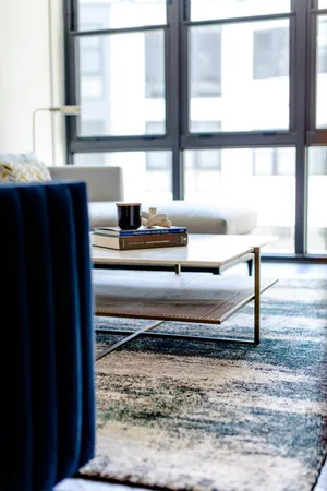 a living room with a window