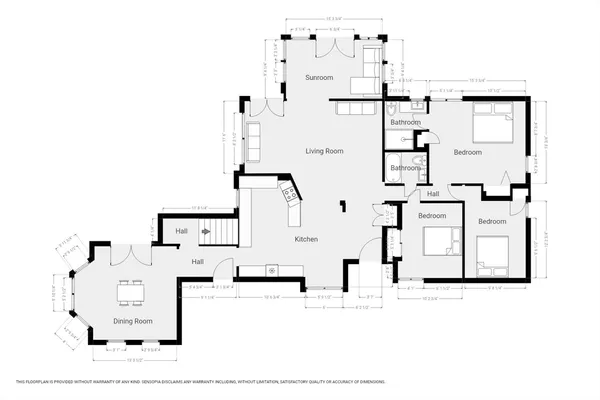 a picture of a kitchen with refrigerator and sink