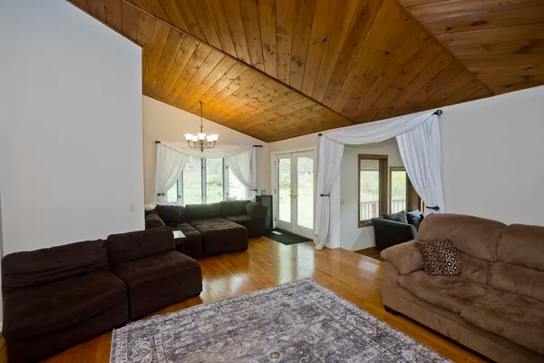 a living room with furniture and a couch
