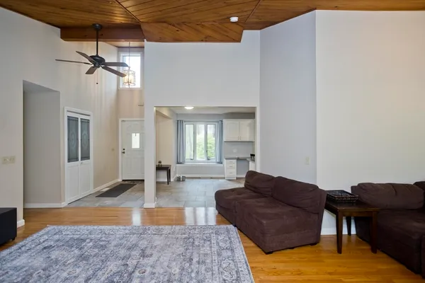 a living room with furniture