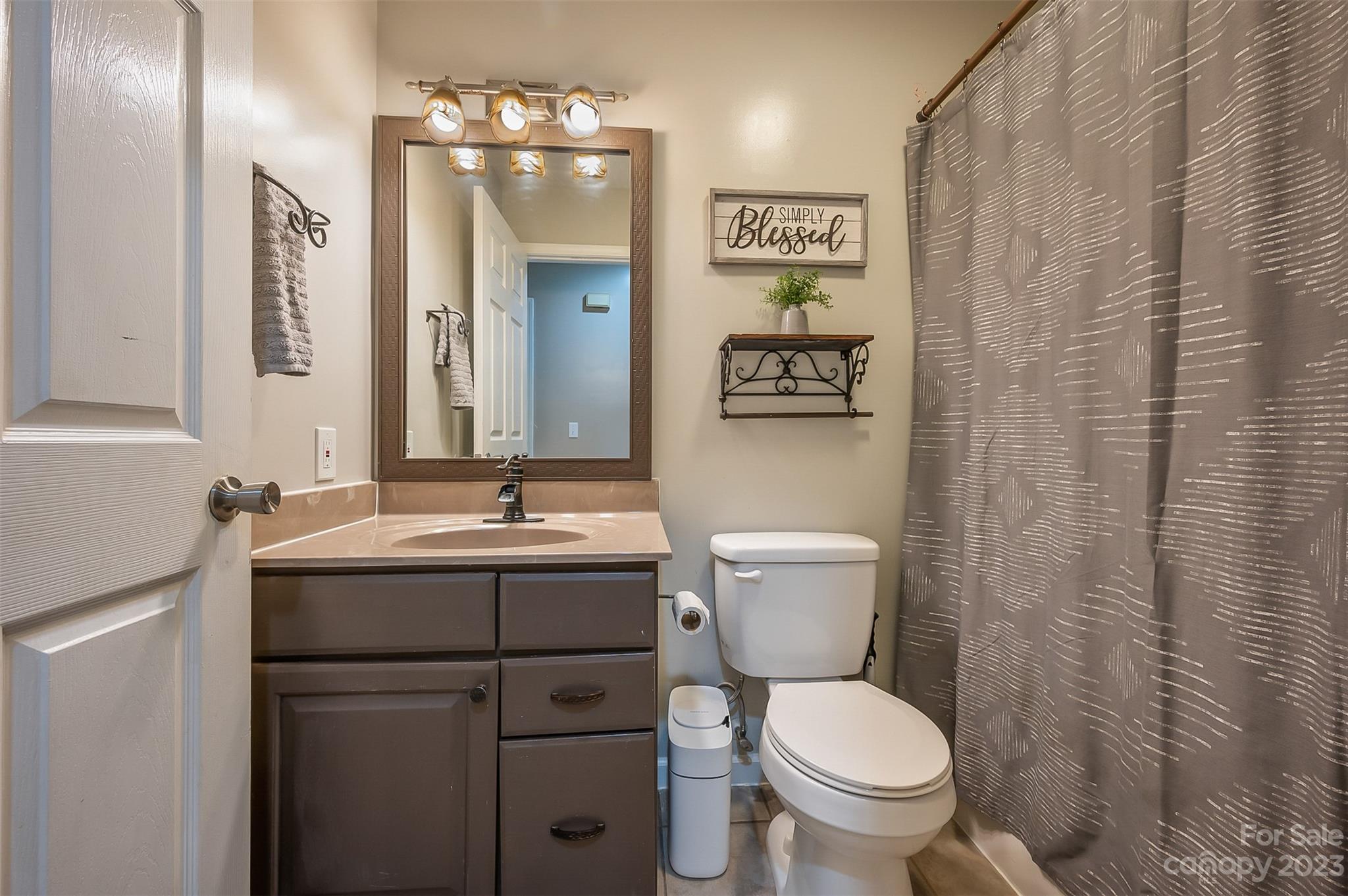 1251 Terrys Creek Road Zirconia, NC 28790 - Photo 13 of 48 a bathroom with a toilet sink and mirror