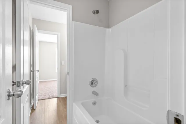 a bathroom with a bathtub