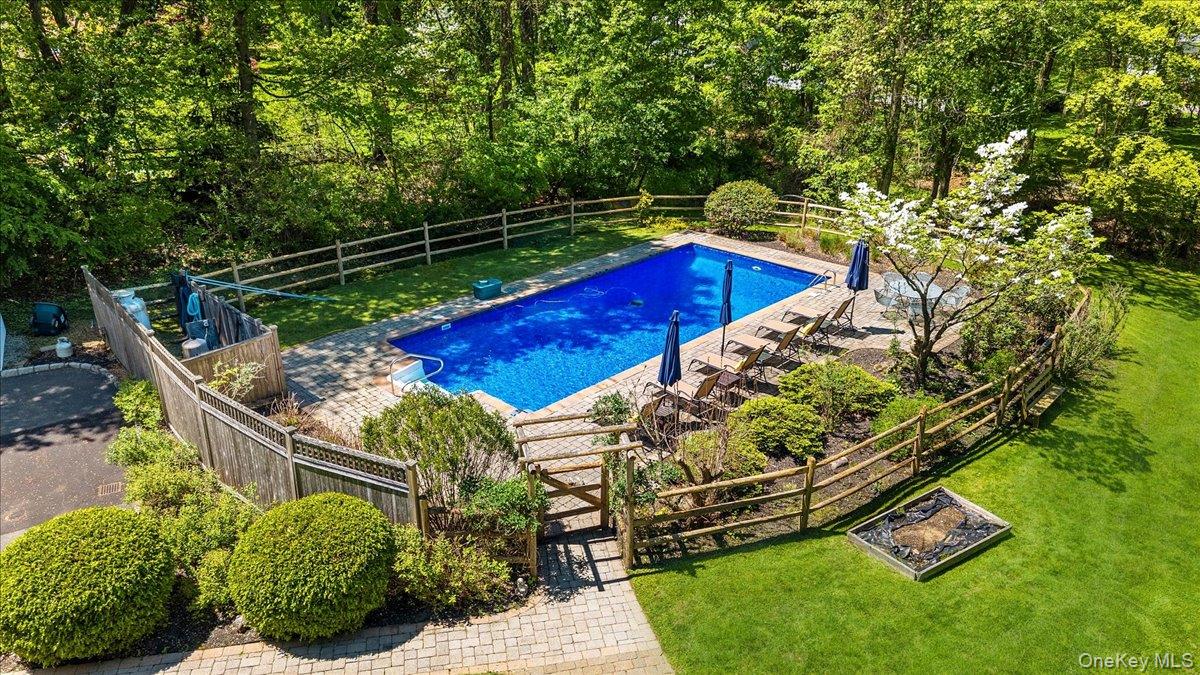 119 Edgewood Road Ossining, NY 10562 - Photo 36 of 50 Aerial view of the in-ground pool & patio. I wasn't kidding when I said you could vacation at home!also note the raised bed garden area with organic soil.