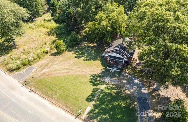 a view of a garden with a tree