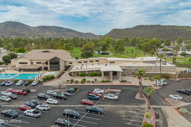 a view of a lake with a city