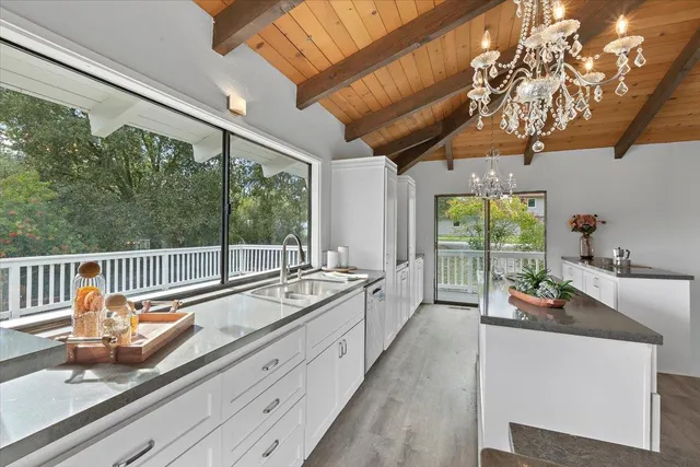 a workspace with furniture and window