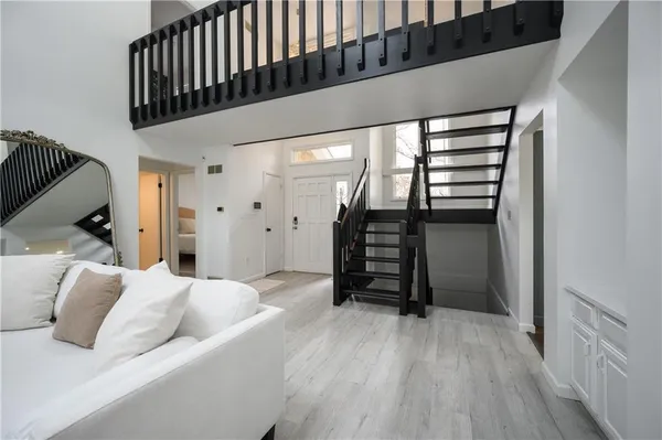 a living room with furniture