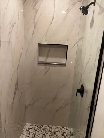 a bathroom with a shower