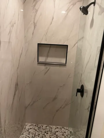 a bathroom with a shower
