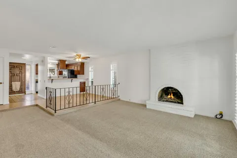 a view of a livingroom with a fireplace