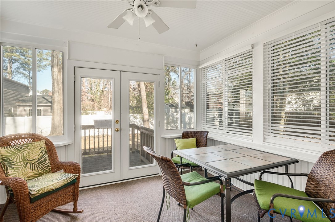 8994 Becton Road Glen Allen, VA 23060 - Photo 16 of 29 Sunroom with french doors and carpet flooring