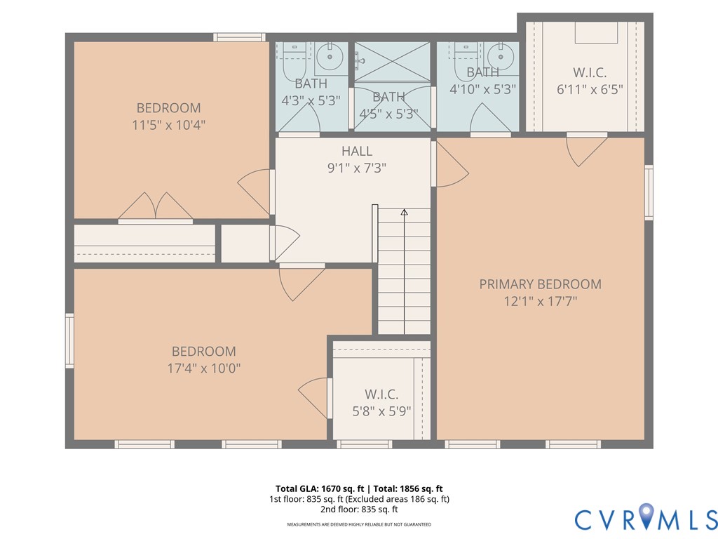 8994 Becton Road Glen Allen, VA 23060 - Photo 29 of 29 Second floor measured floor plan, including layout
