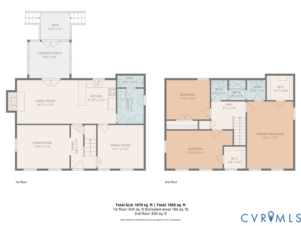 8994 Becton Road Glen Allen, VA 23060 - Photo 27 of 29 Combined first and second floor measured floor pla