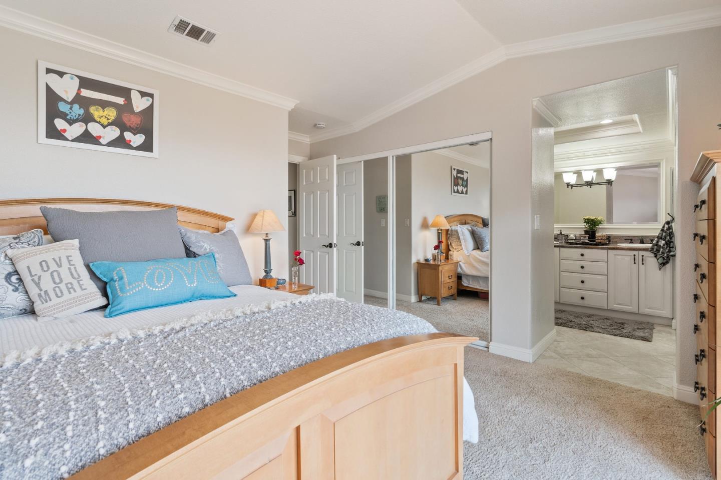 42 Seneca Lane San Ramon, CA 94583 - Photo 14 of 40 a bedroom with a large bed and a large mirror