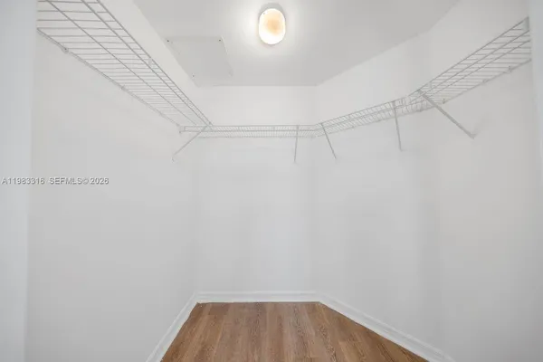 a view of a room with racks on the wall