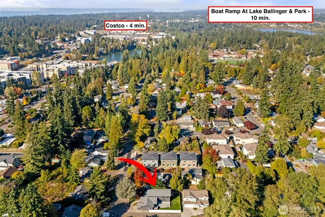 an aerial view of a house