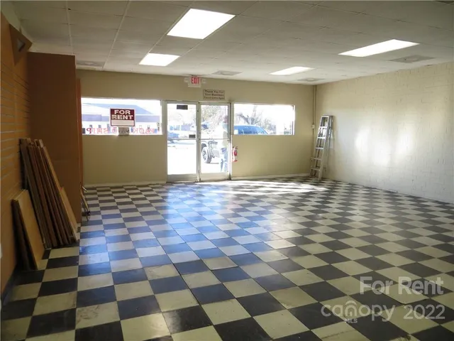 a view of a black and white checkered floor