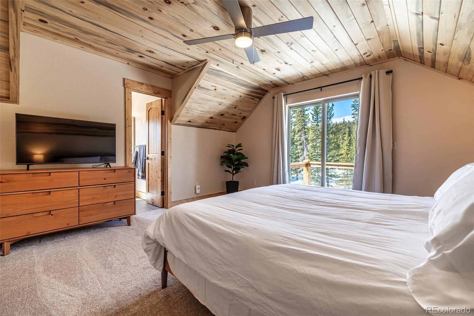 526 Porcupine Road Fairplay, CO 80440 - Photo 23 of 46 a bedroom with a bed and flat screen tv