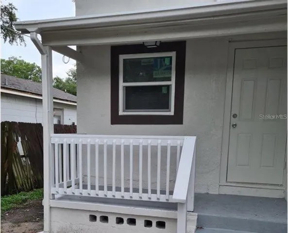 a view of wooden door