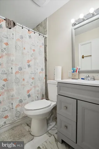 a bathroom with a sink toilet and mirror