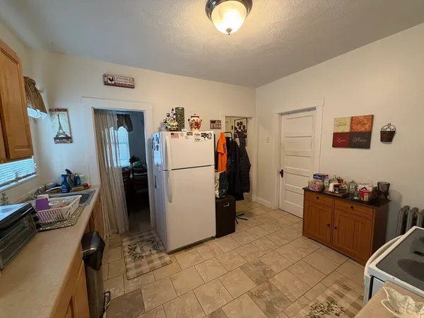 a storage room with cabinets