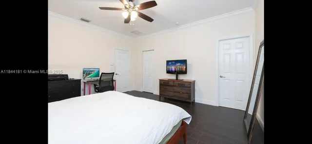 a room with a bed and a table