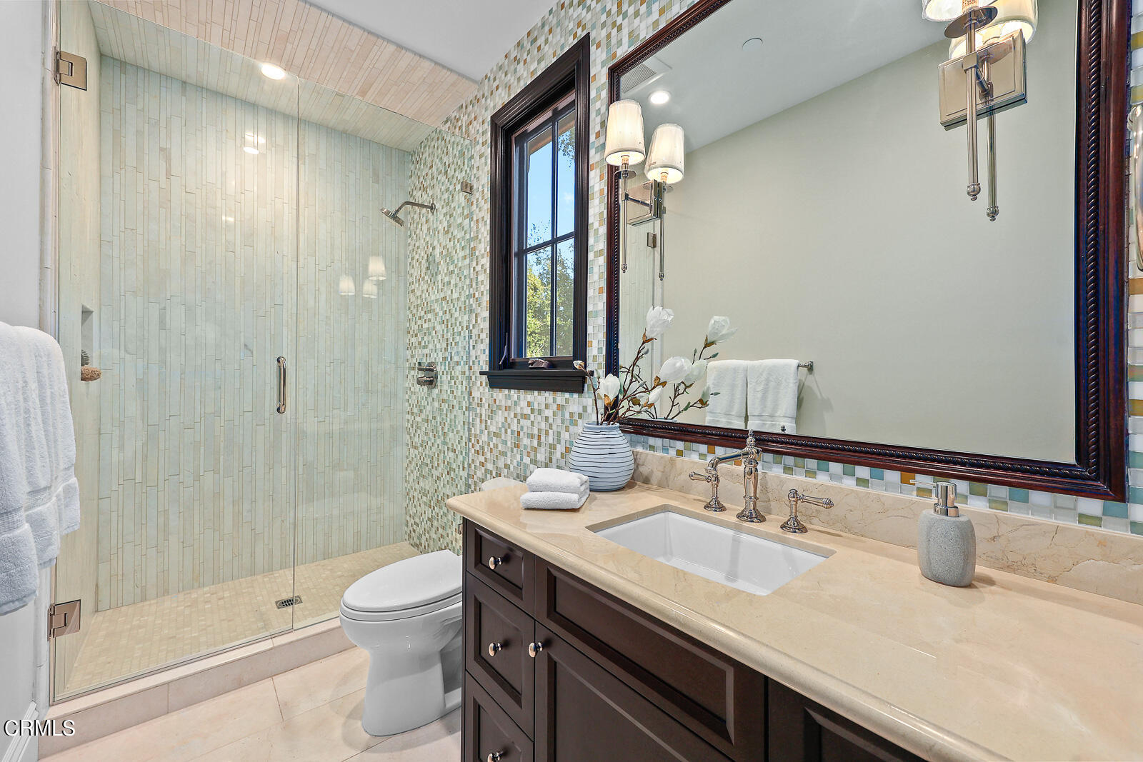 675 Elliott Drive Pasadena, CA 91106 - Photo 27 of 39 a bathroom with a granite countertop sink toilet and shower