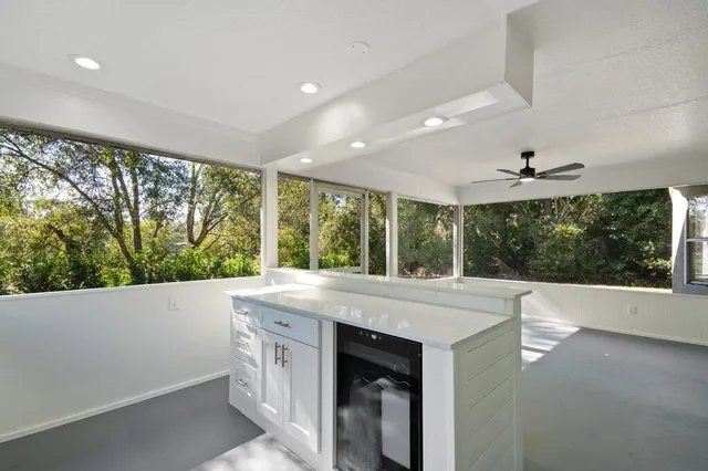 a living room with a large window