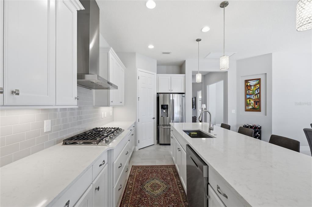 2154 Wallingford Loop Mount Mount Dora, FL 32757 - Photo 17 of 52 a kitchen with a refrigerator a sink and white cabinets