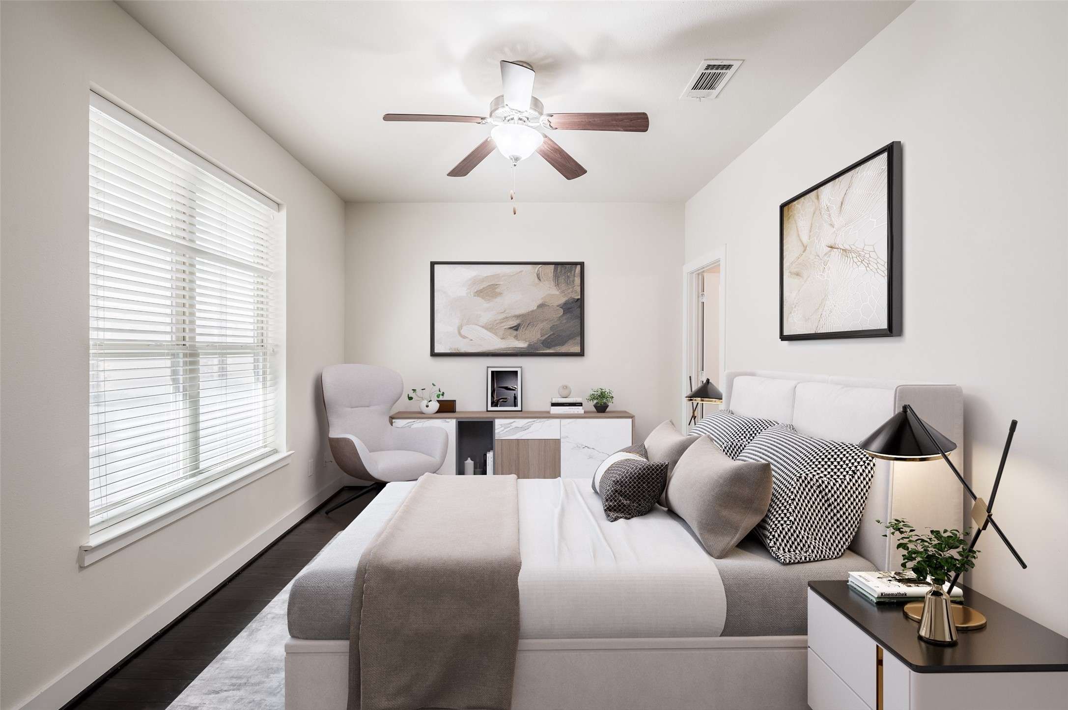 4408 Eli Street, Unit A Houston, TX 77007 - Photo 10 of 22 a bedroom with a large bed and a window