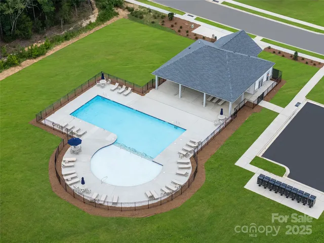 an aerial view of a house