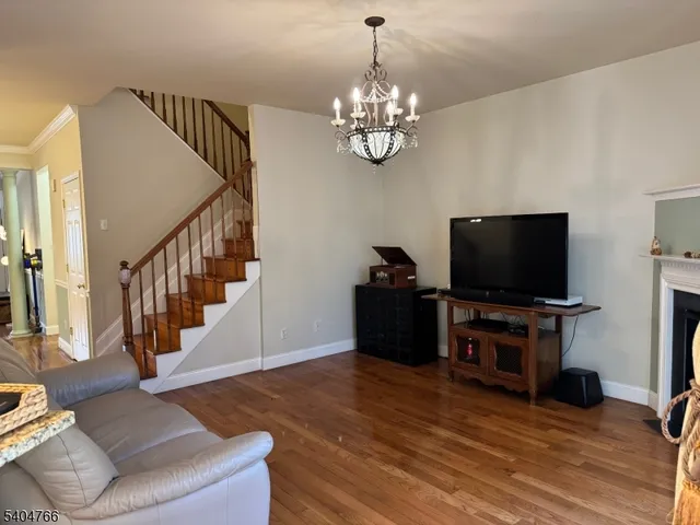 a view of city street with tall buildings